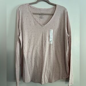 Sonoma mauve/rosegold polka dot long sleeve blouse BNWT